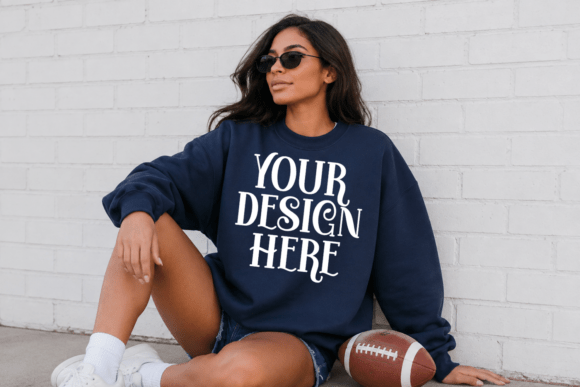 Gildan 18000 Sweatshirt Football Mockup