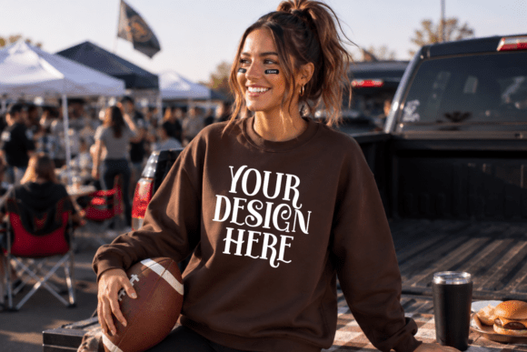 Gildan 18000 Sweatshirt Football Mockup