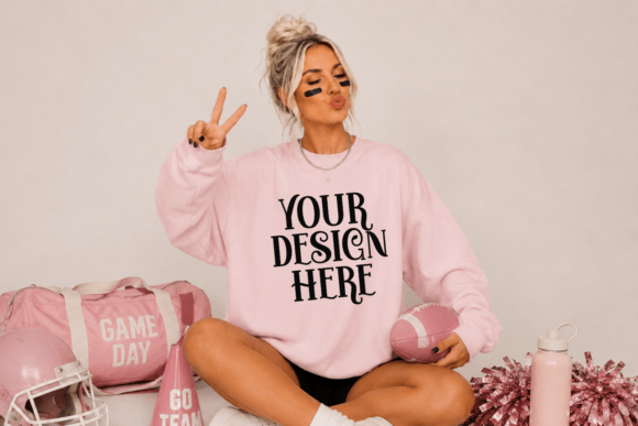 Gildan 18000 Sweatshirt Football Mockup