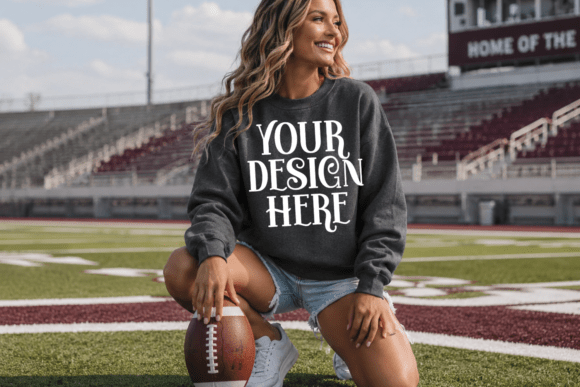 Gildan 18000 Sweatshirt Football Mockup