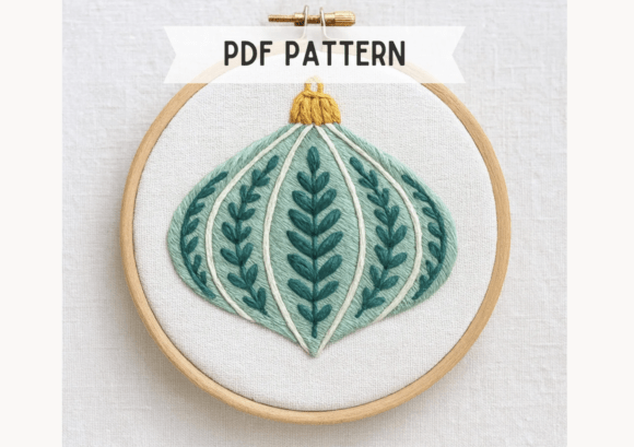 Green Leaf Ornament Embroidery