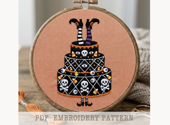 Halloween Cake Embroidery Pattern