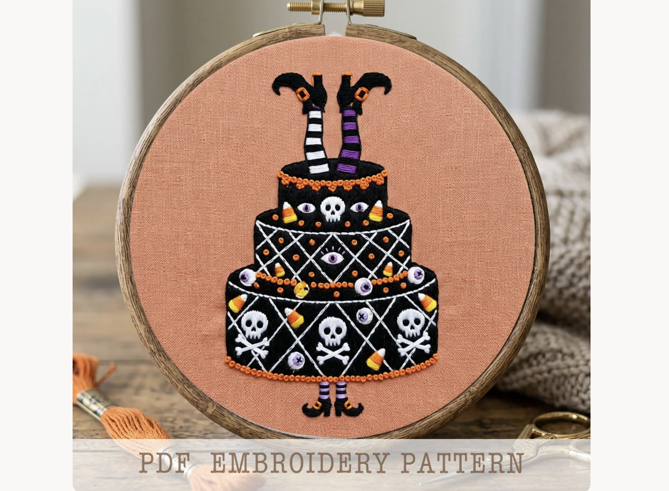 Halloween Cake Embroidery Pattern