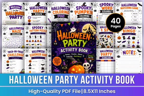 Halloween Party Activity Book for Kids