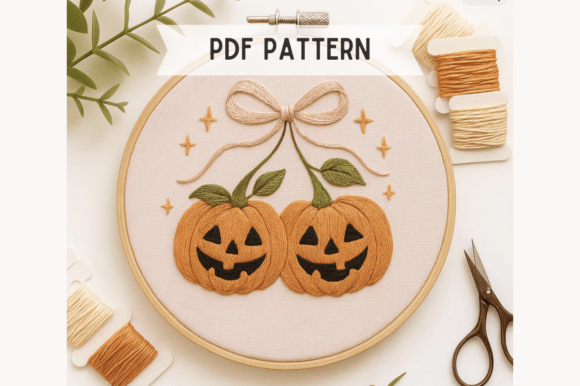 Halloween Pumpkin Duo Embroidery