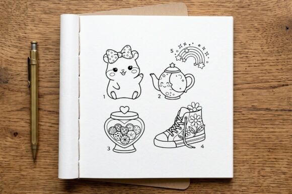 Hamster Bow Kawaii Coloring Page