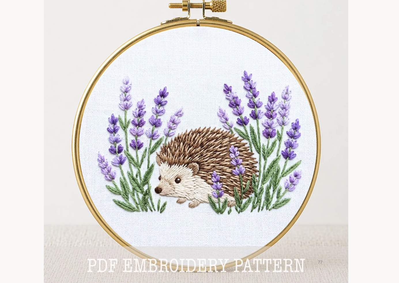Hedgehog in Lavender Embroidery