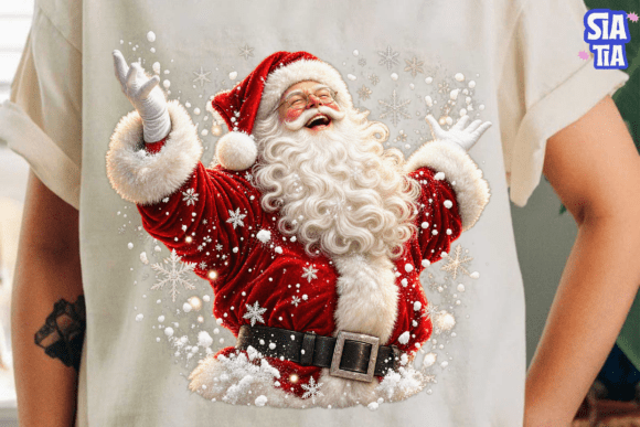 Joyful Santa Claus PNG Sublimation Tee