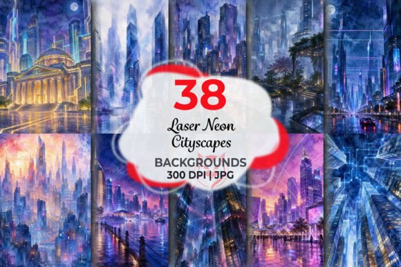 Laser Neon Cityscapes Backgrounds
