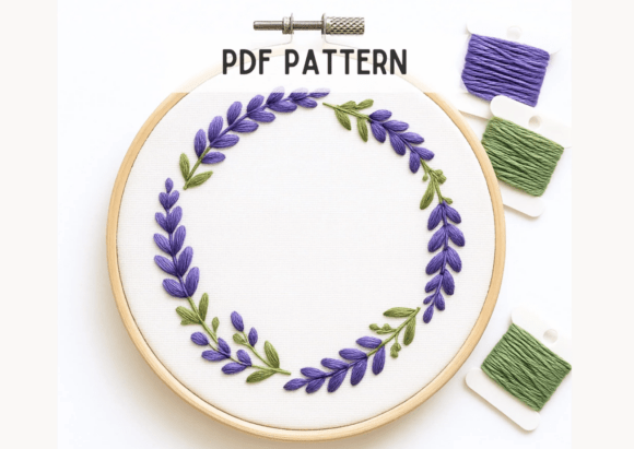 Lavender Wreath Hand Embroidery