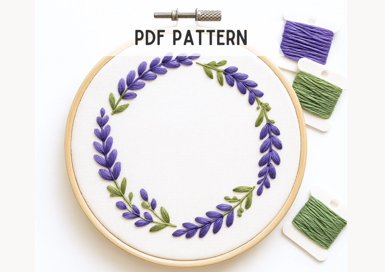 Lavender Wreath Hand Embroidery