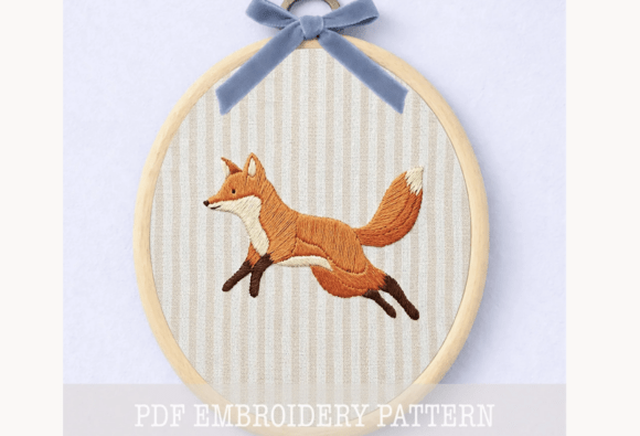 Leaping Fox Hand Embroidery Pattern