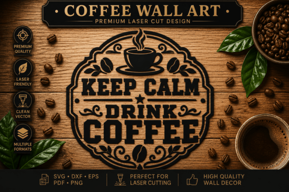 Luxury Coffee Wall Art Svg Laser Cutting