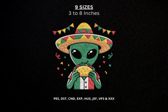 Mexican Alien Taco Machine Embroidery