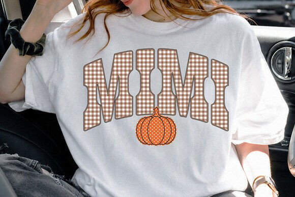 Mimi Pumpkin Plaid Fall Autumn PNG