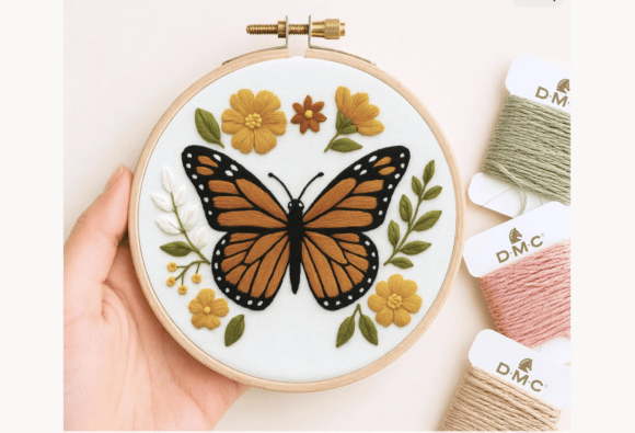 Monarch Butterfly Floral Pattern