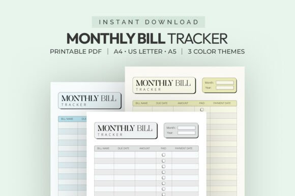 Monthly Bill Tracker Printable