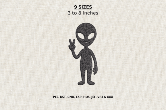 Peace Alien Machine Embroidery Design