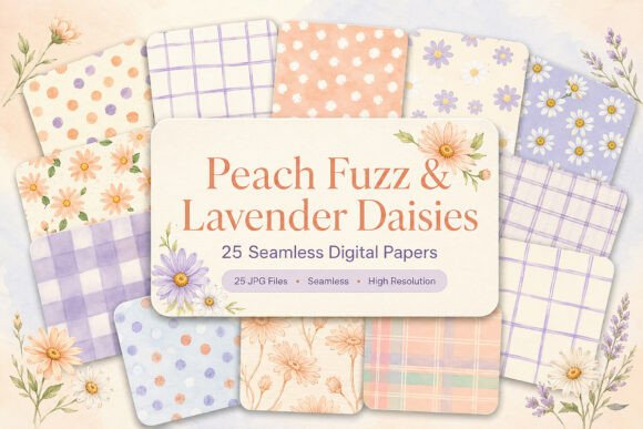 Peach Fuzz & Lavender Daisies Patterns