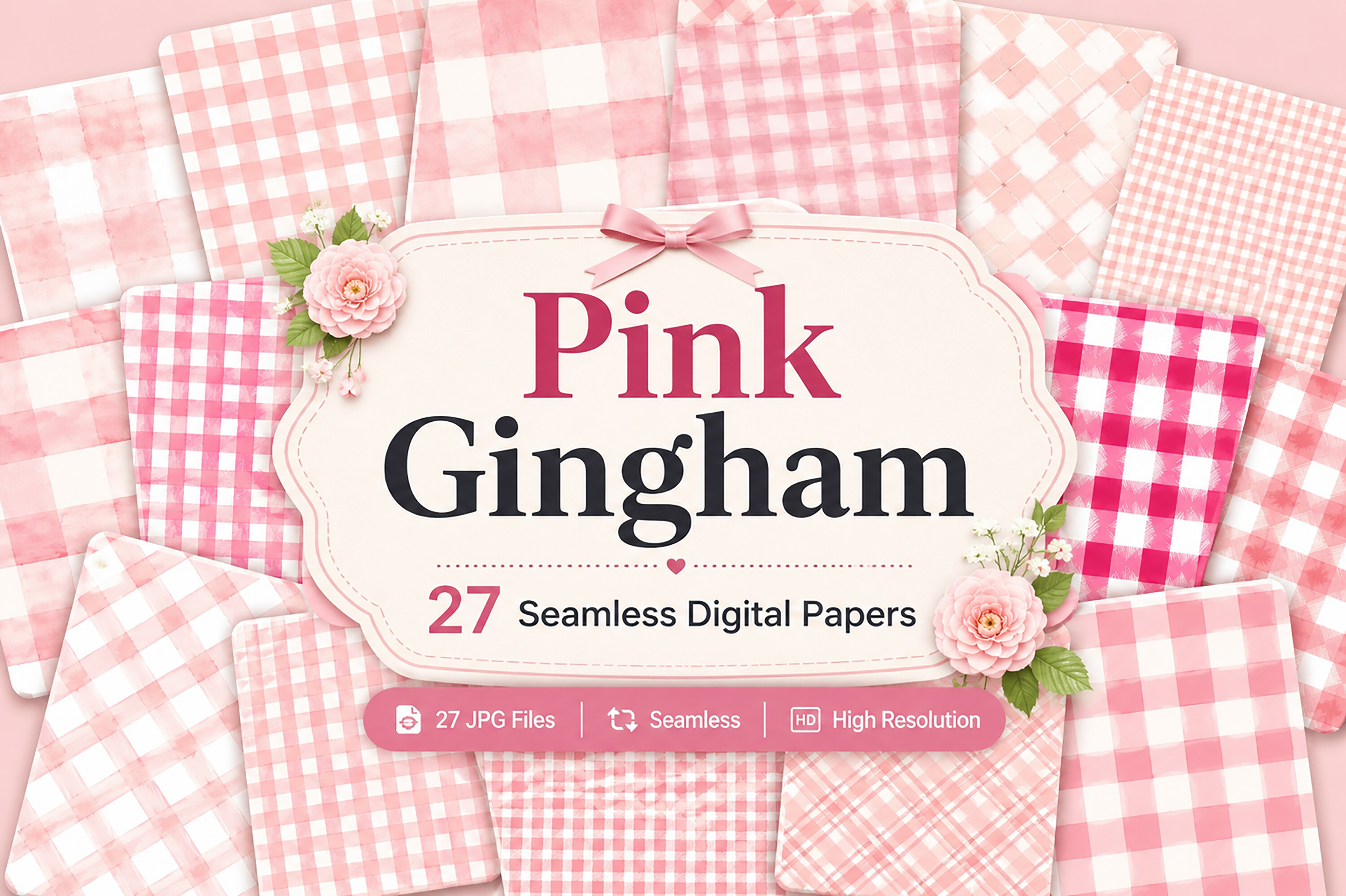 Pink Gingham Seamless Pattern