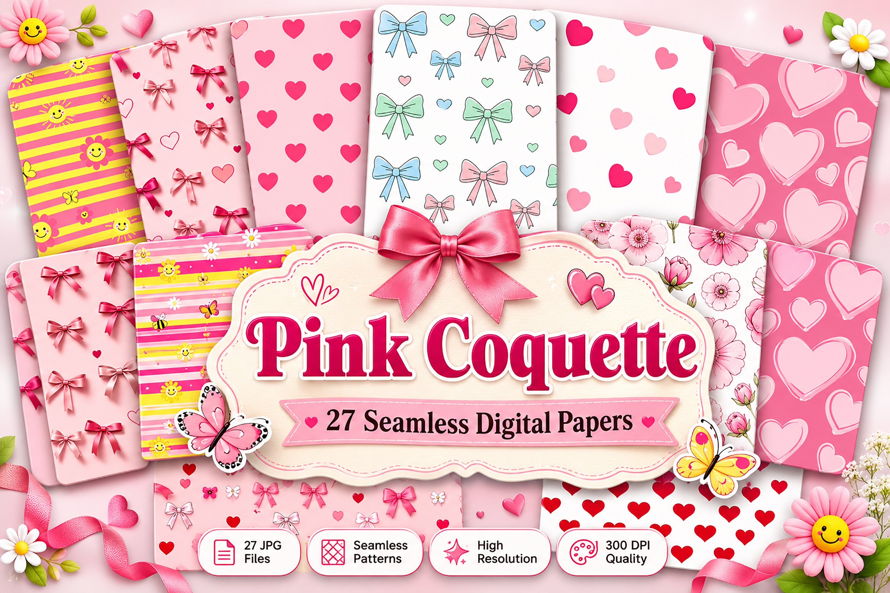 Pink Kitty Cat Digital Paper
