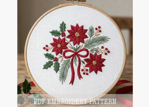 Poinsettia Bouquet Embroidery