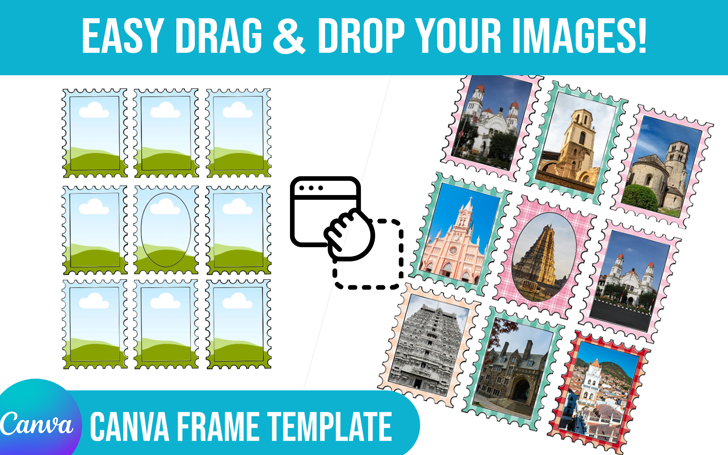 Postage Stamp Trendy Canva Frames