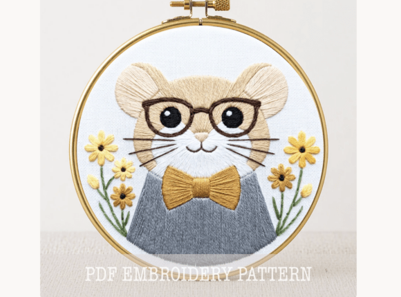 Professor Mouse Embroidery Pattern