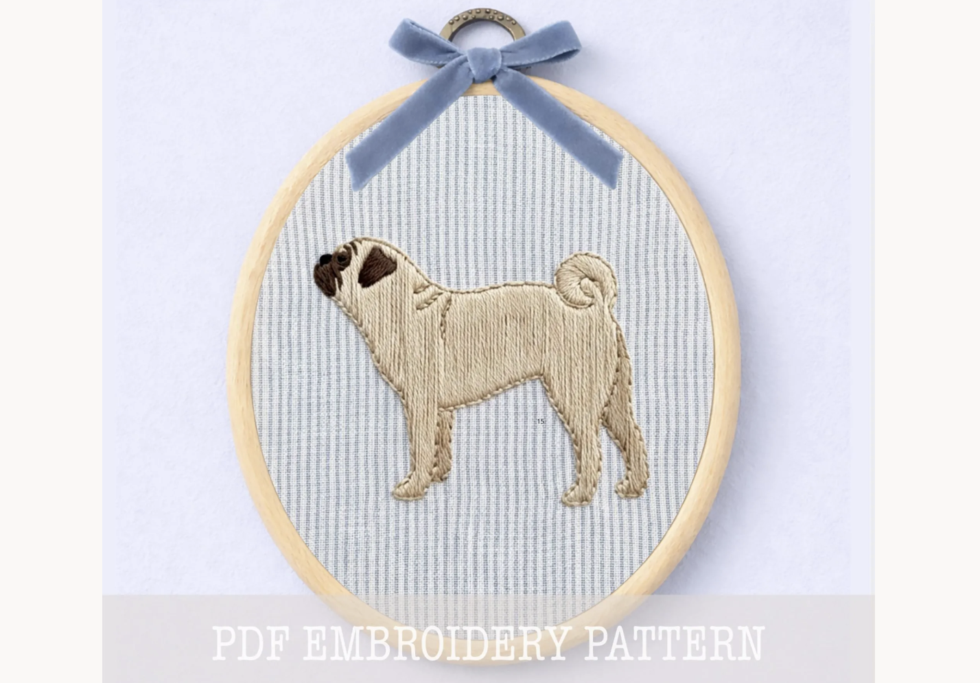 Pug Dog Portrait Embroidery Pattern