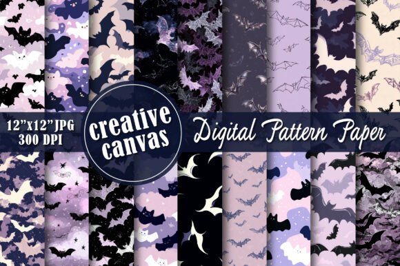 Purple Halloween Bat Digital Paper