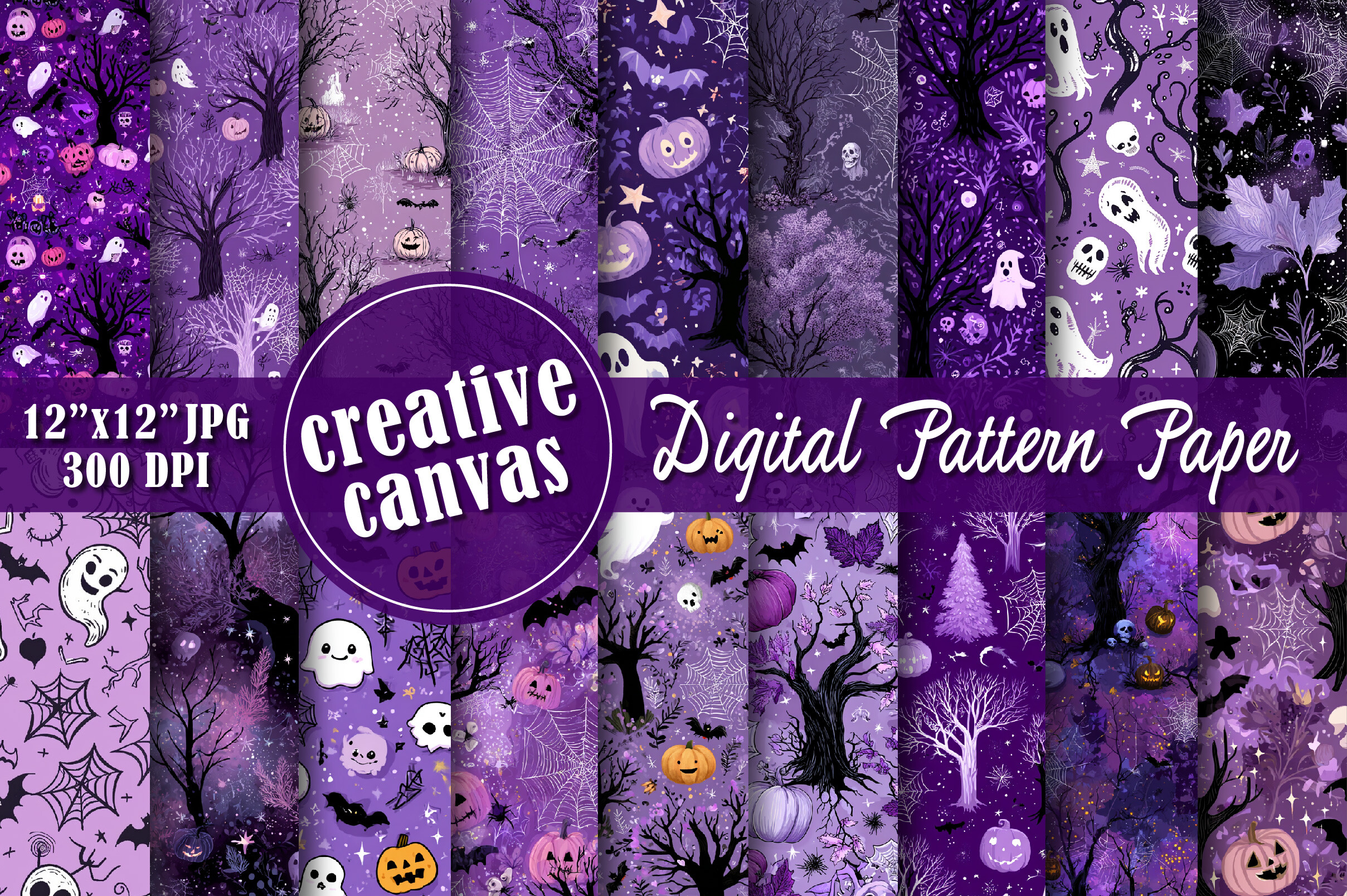 Purple Halloween Digital Paper