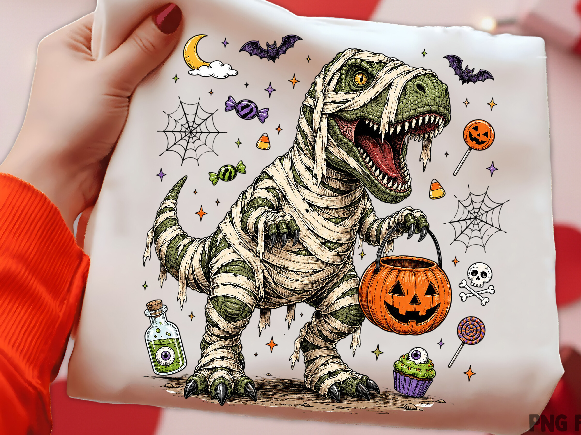 Retro Halloween Dinosaur PNG