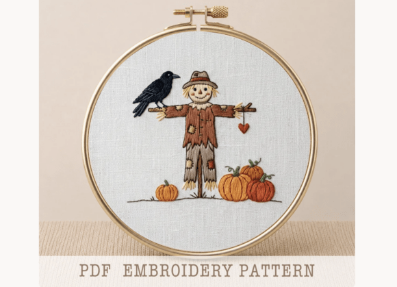 Scarecrow and Crow Embroidery