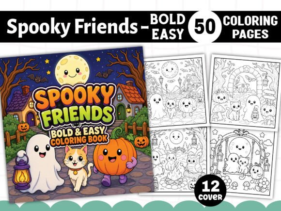 Spooky Friends Coloring Book for Adults