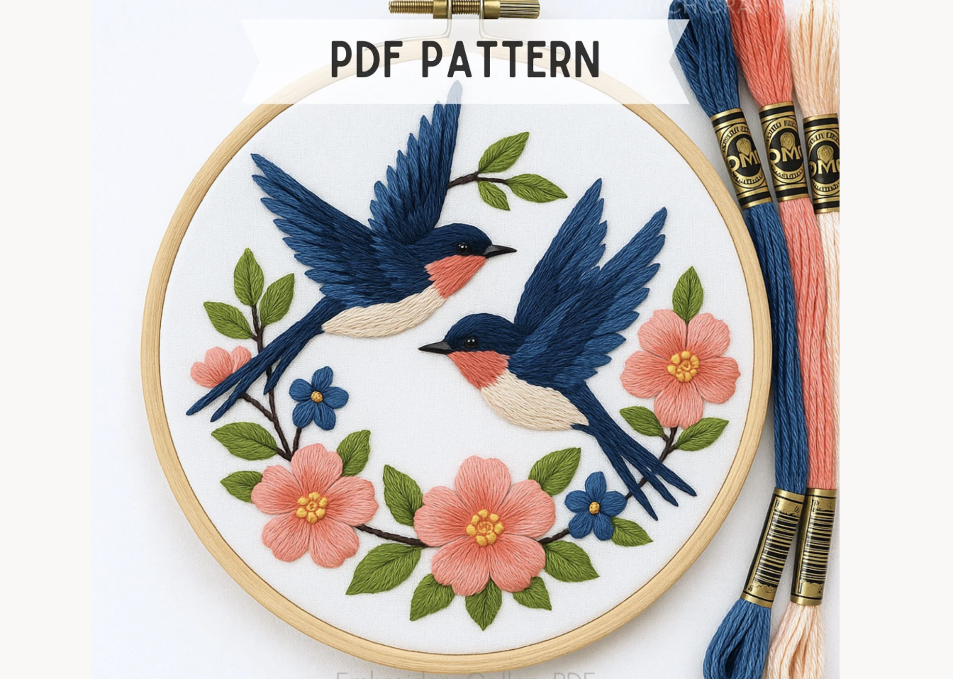 Swallow Birds and Blossoms Pattern