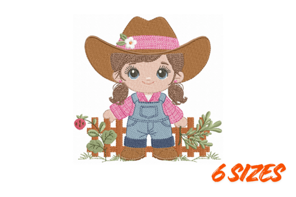 Sweet Cowgirl Embroidery Design for Kids