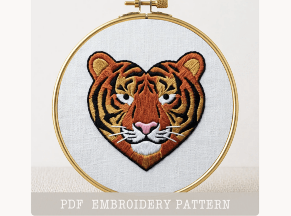 Tiger Heart Embroidery Pattern
