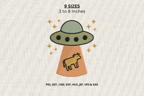 UFO Cow Abduction Machine Embroidery DST