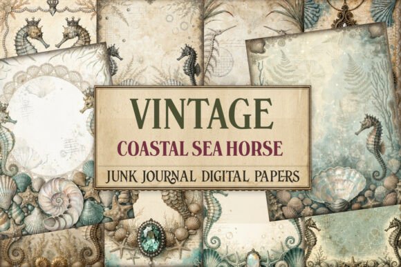 Vintage Coastal Seahorse Junk Journal