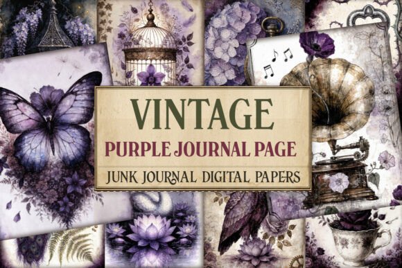 Vintage Purple Journal Page Junk Journal