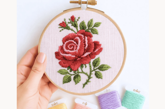 Vintage Rose Hand Embroidery