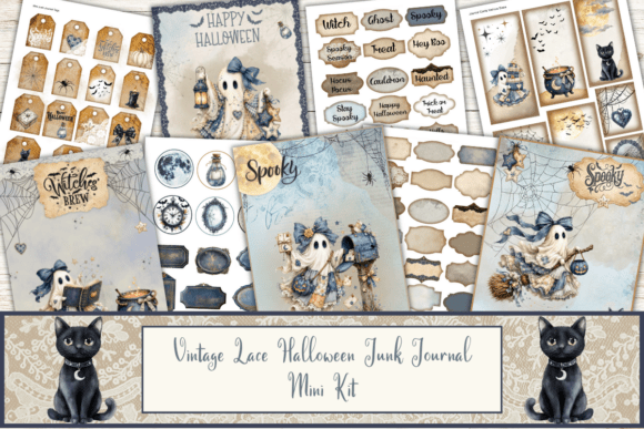 Vintage Lace Halloween Junk Journal Kit,