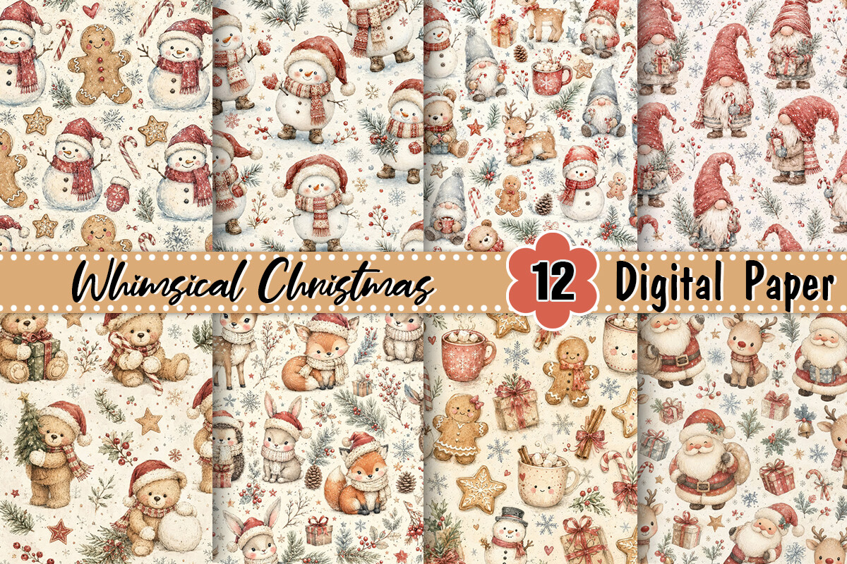 Whimsical Christmas Digital Paper