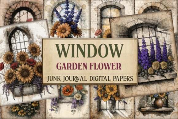 Window Garden Flower Junk Journal Pages