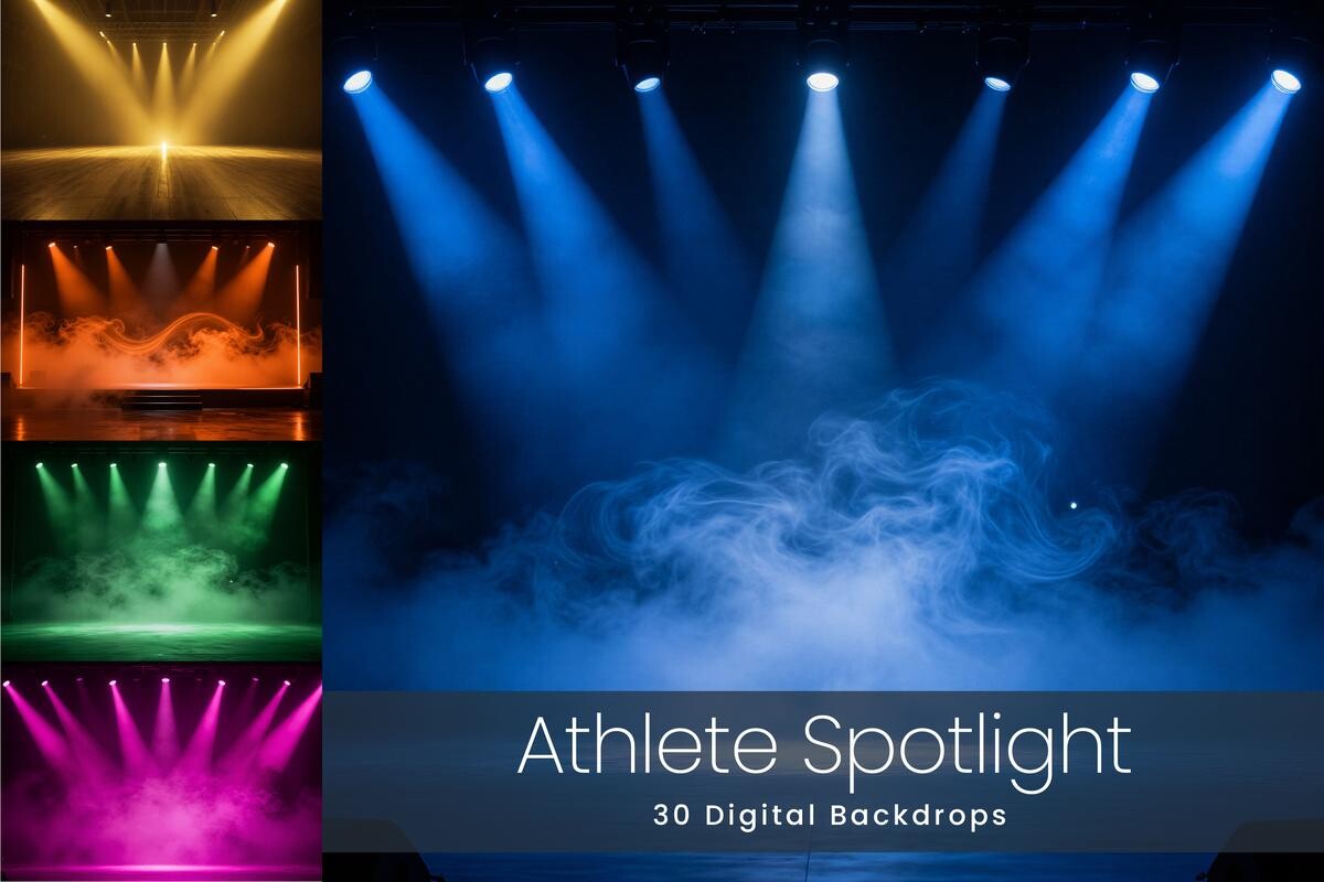 30 Athlete Spotlight Digital Backdrops