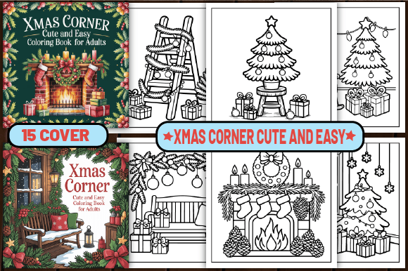 72 Xmas Corner Cute and Easy Color Pages