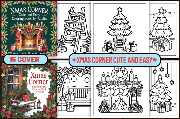 72 Xmas Corner Cute and Easy Color Pages