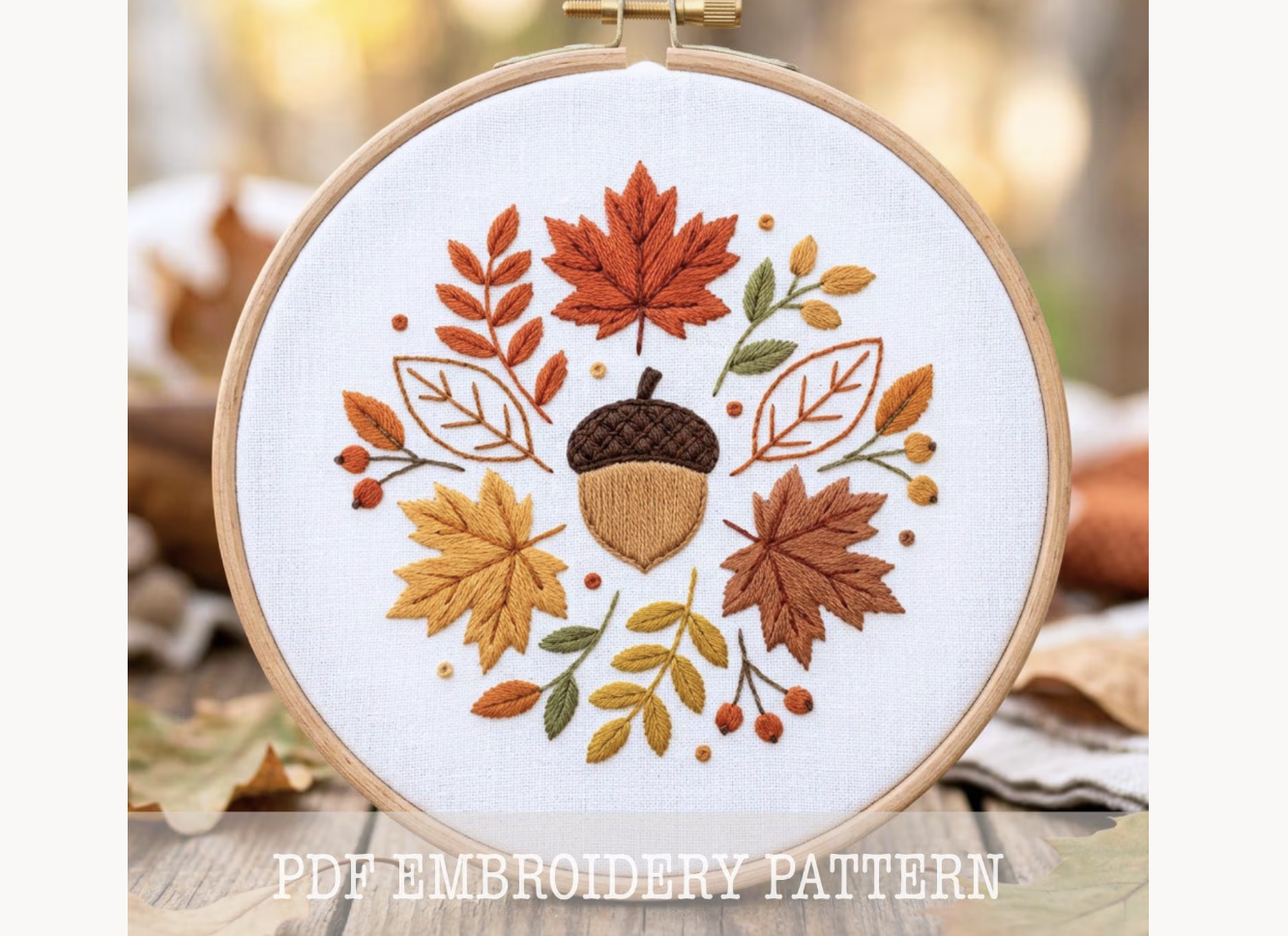 Acorn Autumn Wreath Embroidery