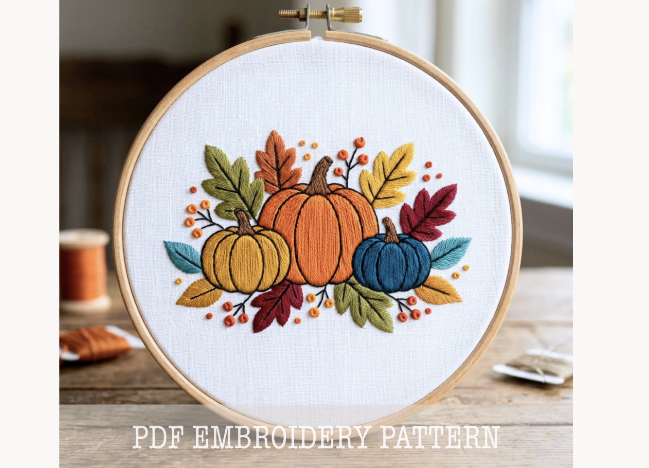 Autumn Pumpkin Trio Embroidery