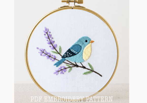 Bluebird Branch Embroidery Pattern